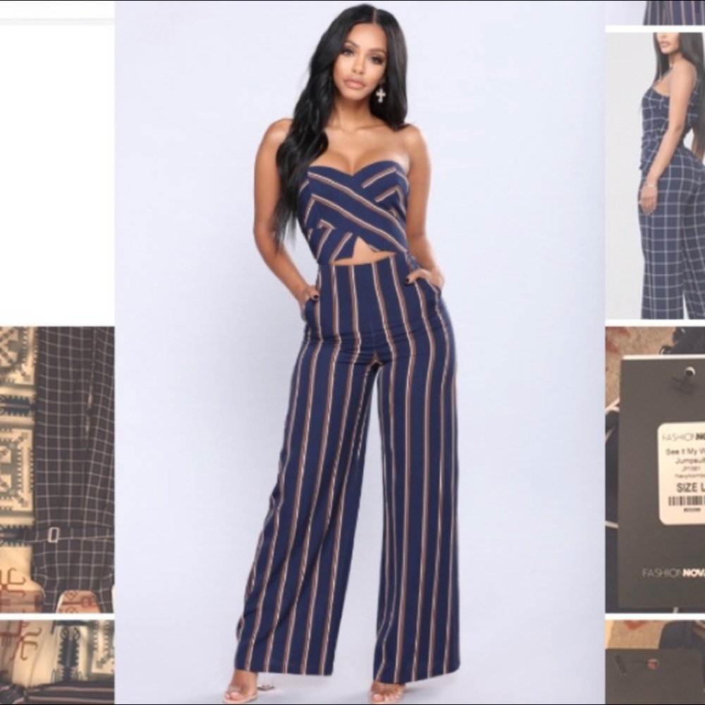 Hot Blue Striped Romper.